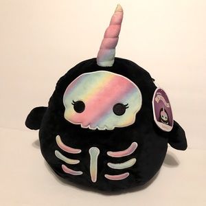 Large Squishmallows GID! Halloween Bufinda 12” Plush Narwhal Skeleton